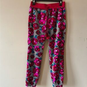 Betsey Johnson Floral Fleece Joggers with Drawstring size S
